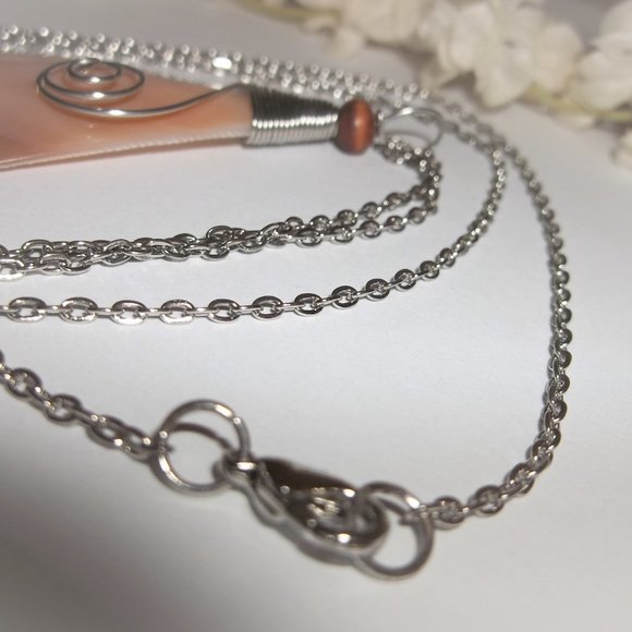 Orange Pre-owned Necklace, Necklace, Shell Necklace, Wire Wrapped Necklace 7671 - Picture 8 of 8